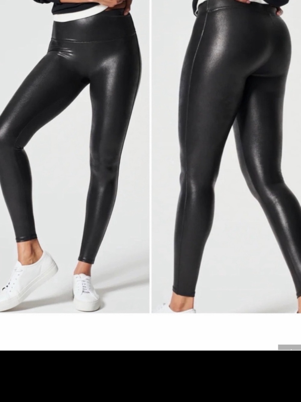 ✅ SPANX Black Faux Leather Leggings size M